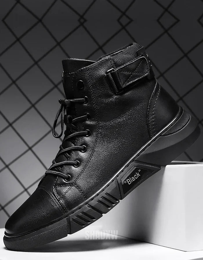 Baskets montantes en cuir noir