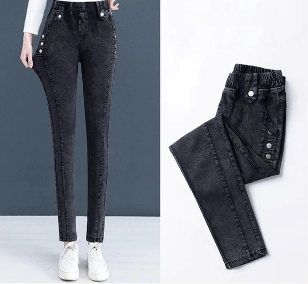Jean skinny élastique en peluche chaude pour femme - TENDI
