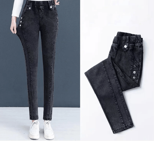 Jean skinny élastique en peluche chaude pour femme - TENDI
