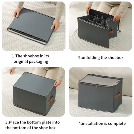 boîte de rangement pliable en tissu, avec couvercle transparent