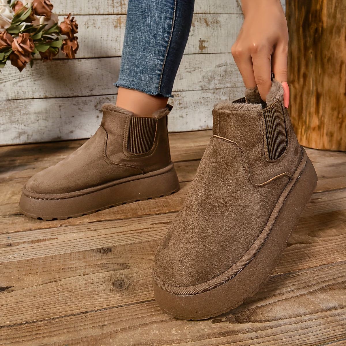 Bottes pour femmes populaires doublées en polaire