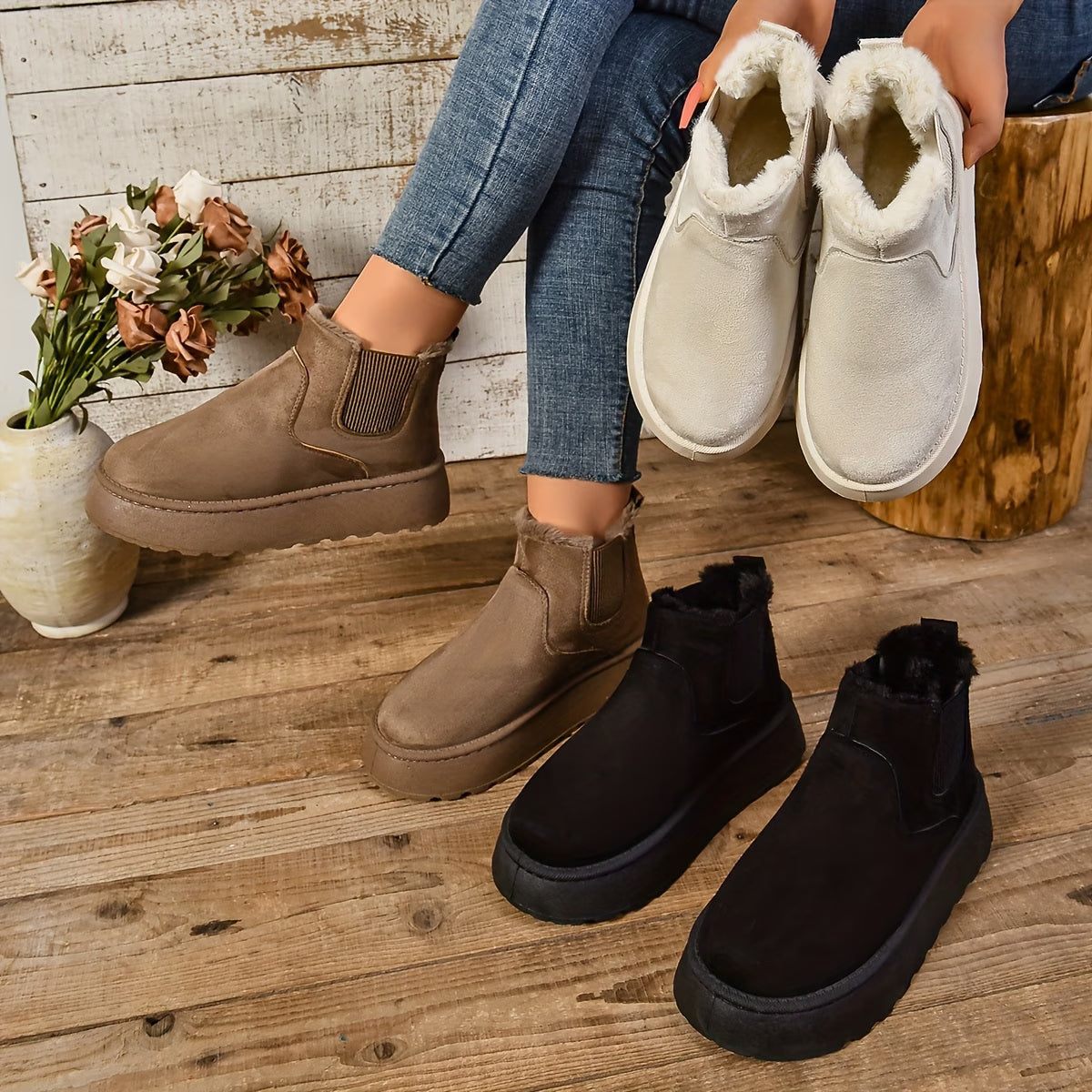 Bottes pour femmes populaires doublées en polaire
