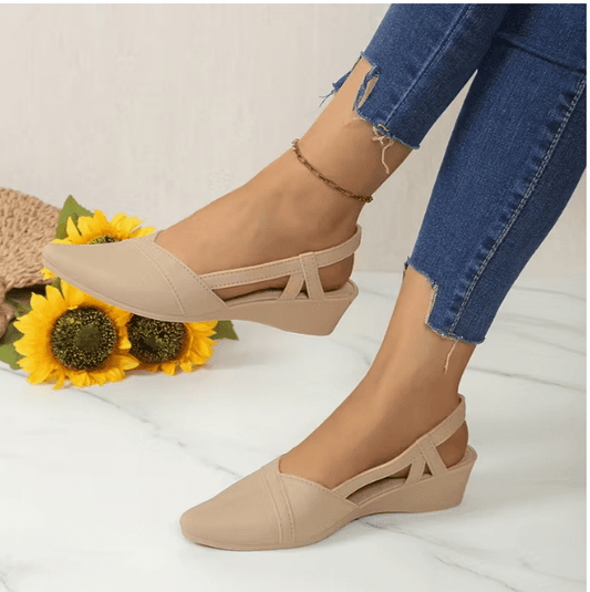 Mules pour femmes à talons épais - Beige - TENDI
