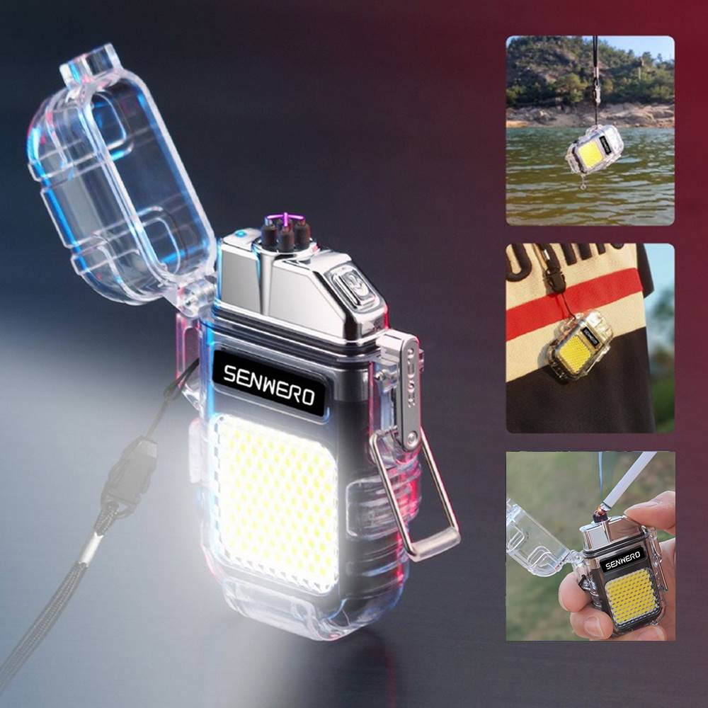 ولاعة مع مصباح يدوي قابلة لإعادة الشحن ومقاومة للماء والرياح للتخييم في الهواء الطلق - TENDI