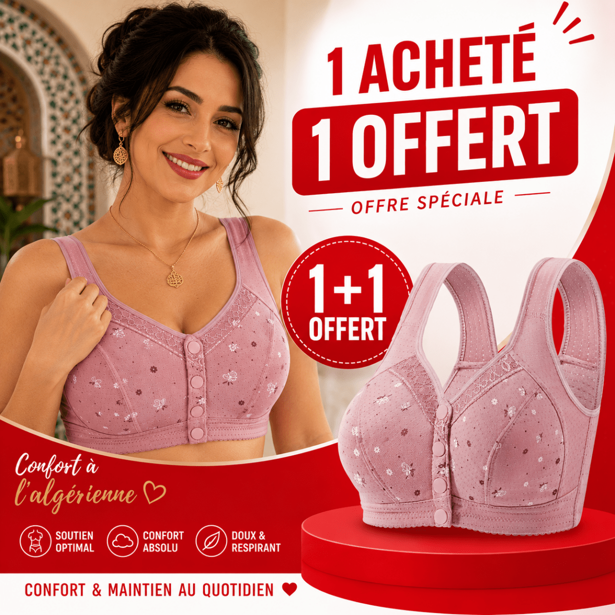 Soutien-gorge boutonné sur le devant, confortable et pratique - TENDI